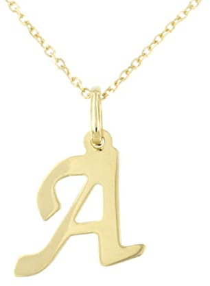 forme di Lucchetta - Ciondolo Lettera Iniziale Nome A in Oro Giallo 9 carati - Catenina d'oro 42cm estendibile 45cm, Collane d'Oro Vero per Regalo Donna Ragazza