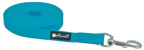 Petlando Schleppleine Trekking Such- und Trainingsleine für Hunde, für Ausbildung, extrem belastbar, viel Bewegungsfreiheit, einfache Reinigung – 10m x 1,5cm, blau
