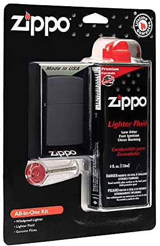 Zippo All-in-One Kit with Black Matte Windproof Lighter