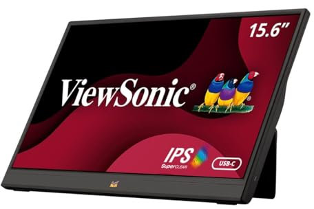 ViewSonic VA1655 16-inch Full-HD 1080p Portable Monitor, with Integrated Speakers, USB Type-C, HDMI, Ergonomic Stand, Compact and Lightweight