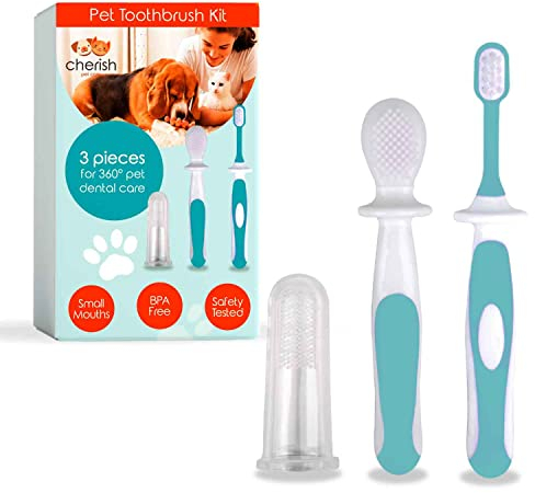 Cherish Pet Care Hunde Zahnpflege Set (3er-Pack) - Fingerzahnbürste Hund, Doppelseitige & Einfache Hundezahnbürste für kleine Hunde, BPA-freie Gesundheitsprodukte für, Zahnpflege Hund