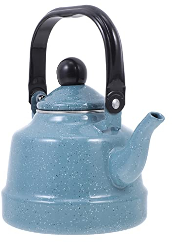 HEMOTON Enameled Water Kettle 1L Vintage Mottling Pattern Teapot for Household Use with Comfortable Handle and Easy Cleaning