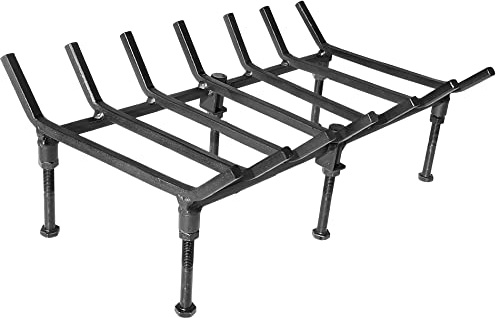 TAFIEDA Fireplace Grate. 24 inches Heavy Duty Solid Steel Fireplace Log Holder. Upgrade Adjustable Fireplace Grate 6 Solid Steel feet with 7 bar Fireplace Log Holder. for Outdoor & Indoor Fireplace