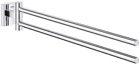 GROHE Start Cube, Handtuchhalter doppel-armig (44cm lang, schwenkbar, mit verdeckter Befestigung, zum Bohren inkl. Schrauben & Dübel, langlebige Oberfläche), eckig, chrom, 40976000