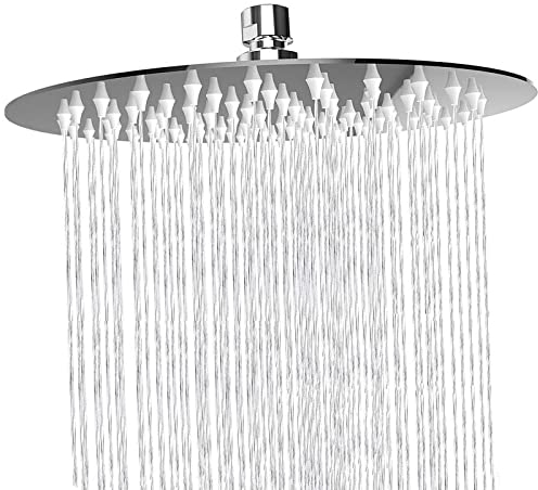 Soffione Doccia a Pioggia, Katezon Soffione Doccia a Pioggia ad Alta Pressione in Acciaio Inox, Doccia a Cascata per Bagno Montaggio a Parete Universale a Soffitto (20 cm, Cromato)