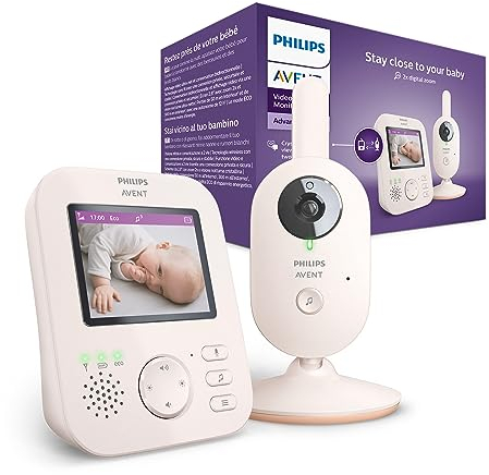Philips Avent Vigilabebés con Vídeo: Certificado DEKRA, Privado y Seguro con Cámara y Audio, con Pantalla de 2,8, Zoom 2X, Visión Nocturna, Audio Bidireccional y Nanas (Modelo SCD881/26)