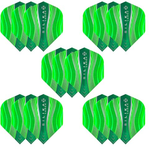 Harrows Lumen No2 Dart-Flights | 5 x Sets Dart-Flights (insgesamt 15 Flights) I 100 Mikron Dart-Flights I Premium Extra Stark Made in UK I Professionelles Dartzubehör I Grüne Dart-Flights
