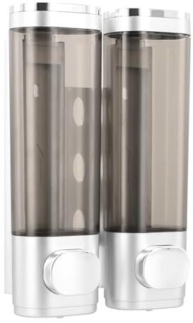 Cozlly 2x300ml Distributeur de Savon Mural Manuel, Distributeur Shampoing et Gel Douche, Distributeur de Détergent, Distributeur de Désinfection des Mains pour Toilettes, Salle de Bain, Hôtel, Cuisine