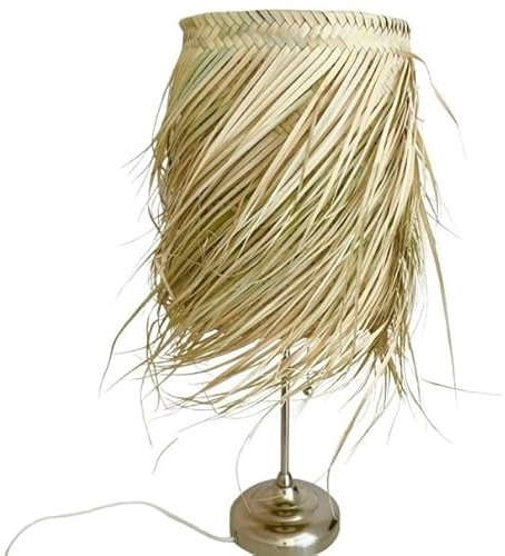 suspensión luminaria hoja de palmera, suspensión mimbre, pantalla (TAMAÑO 1)