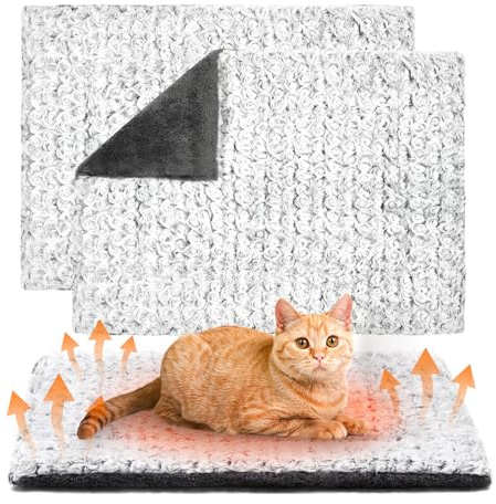 Papettly Selbstheizende Decke Katze, Katzen Wärmedecke Heizdecke für Katze Wärmekissen für Innen Außenbereich, Heizdecke Katzen ohne Strom, Anti-Slip selbstwärmende Heizmatte thermische Decke, 60×46cm