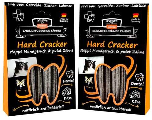 QCHEFS 2X Hard Cracker Kauknochen für Hunde Kausnack und Zahnreinigung | Als semiharter Kauknochen, für kleine Hunde und Welpen, zum Knabbern im Hundekörbchen, mit Vitaminen