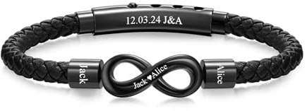XUANPAI Vatertagsgeschenk für Papa Armband Herren - Lederarmband Unendlichkeitszeichen mit Gravur Bester Papa Opa Männer Ich Liebe Dich Geschenke für Mann Ehemann zum Geburtstag Jahrestag