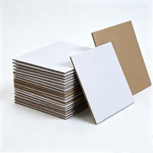 20 pack (12''x12'') One-side White Corrugated Cardboard Sheets,1/8 inch thick, Flat Cardboard Inserts for Mailing, Packaging & Shipping, Cardboard Backing, Craft Card Board,DIY.