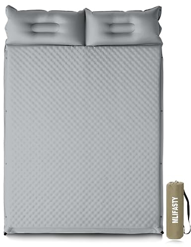 Mlifasty Self-Inflating Sleeping Mats, Ultralight Memory Foam Pad with Pillow for Backpacking Hiking Compact Camping Air Mattress, Inflatable Sleeping Pad