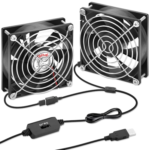Wathai 92mm USB Lüfter 2 in 1 mit 3 Stufen und Doppelkugellager 92x92x25mm | für leisen Betrieb Metallgitter Geeignet für PC/Laptop/PS4/Router/Festplattengehäuse