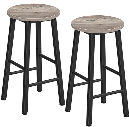 HOOBRO Barhocker 2er-Set, Barstühle, Küchenstühle, geeignet für Esszimmer, Küche, Bartheke, robust und stabil, Industrial Style, Greige-Schwarz EBG07BY01G1N2