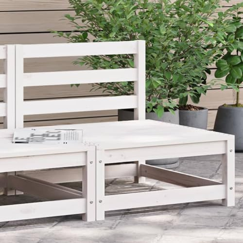 WSJHUHK Gartensofa Armlos Weiß 70x70x67cm Massivholz Kiefer