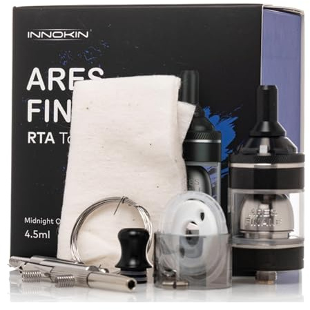 For Innokin Ares Finale RTA Tank Atomizador 4,5 ml φ24,5 mm (Negro) Top Fill ajuste de flujo de aire doble For RDL/MTL tipo bobina simple cigarrillo electrónico original - No Nicotine