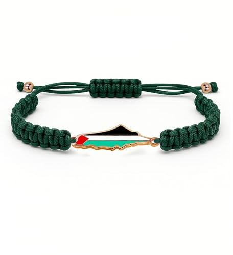 Oneress Palästina Kartenarmband, Handgefertigtes Verstellbares Seil-Schmuckstück, Nahost Glaubensgeschenk Für Männer Und Frauen, Unisex Kulturarmband YA5882