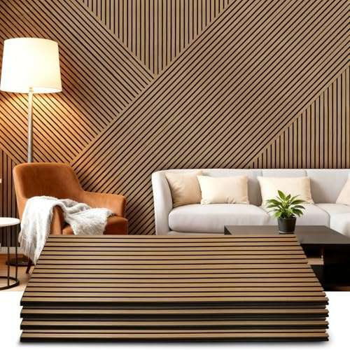 LARWORKS Akustikpaneele Holz, 4 Stück 120x60cm (2,88㎡), Teak