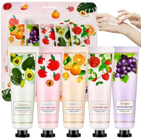 Crema Mani,5 Pezzi Set Regalo Crema Mani,Confezione Di Creme Idratanti E Riparatrici Per Hand Care Secche E Screpolate,Profumate E A Rapido Assorbimento,Ideali Per Donna,Natale E Compleanni