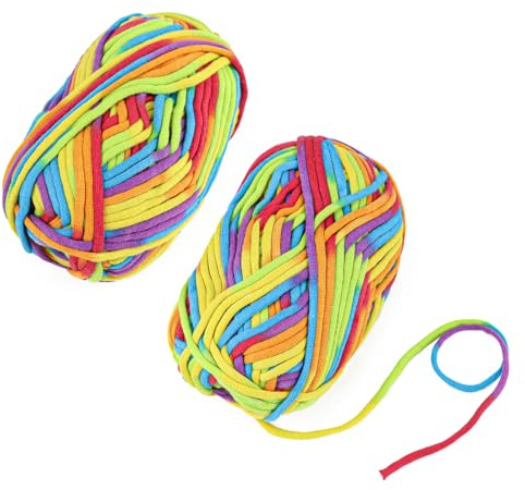LNQ LUNIQI Regenbogen Häkelgarn Baumwolle, 2 Stück Anfänger DIY Strickgarn, Weiches Handarbeitsgarn, für Pullover, Decken, Babykleidung - Lebhafte Farben