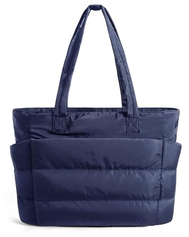 bagsmart Tote Bags for Women – 18L/20L Lightweight Taslan Puffer Handbag | Fits 15.6 & 13 Laptop Water-Resistant Shoulder Bag for Back to School, College, Work, Teacher, Travel & Gym