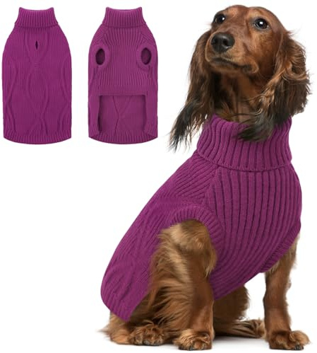 Queenmore Hundepullover Grosse Hunde, Weicher Stehkragen, Mit Öffnung | Hundepulli für Dackel, Weiches, Dehnbares Strickmaterial für Französische Bulldogge, Corgi, Beagle, Schnauzer, Border Collie