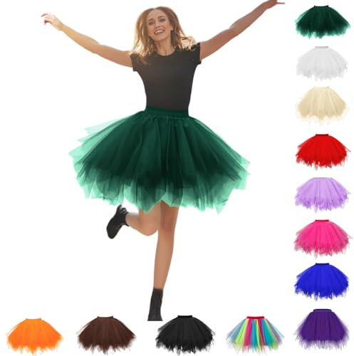 Tutu Donna Adulto Gonna Tulle Tutu Nero Donna S Tema Gonne Bianca Danza Classica Da Nera Halloween 50 Sottogonna In Petticoat Rossa Scozzese Corta Costume Corte Femminile Strega,verde