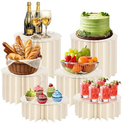 Afeeler 6 Stück Buffet Erhöhung, Faltbare Buffetständer mit Acrylplatten | Extra Dicke Tortenständer, Dessertständer für Kuchen, Cupcakes, Hochzeit, Geburtstag & Party