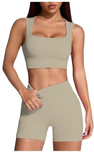Générique Ensemble de Sport pour Femme Gym 2 Pieces Yoga Brassiere Sport Taille Haute sans Couture Shorts pour Jogging Gymnastique Training Danse Workoout Activewear