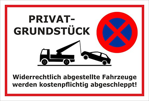 Melis-Folienwerkstatt Parken verboten Schild – Abschleppschild für Einfahrt, Privatgrundstück & Parkplätze – 60x40 cm – 3mm Aluverbund – Verschiedene Größen und Materialien – Mit Bohrlöchern