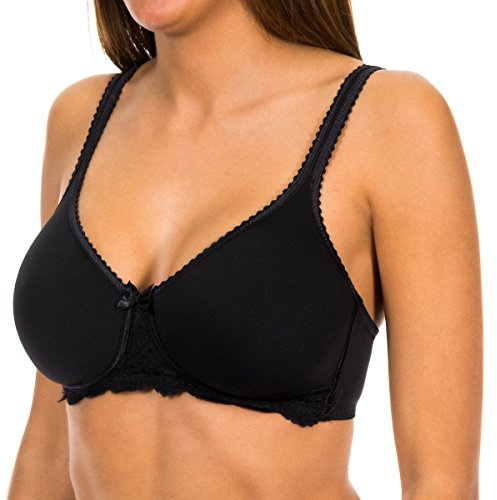 Playtex Reggiseno Spacer Senza Ferretto Flowery Lace Sostegno e Comfort Donna x1, Nero (Black), 75B