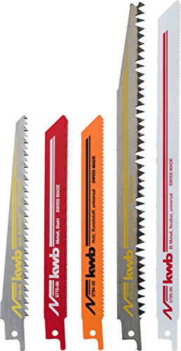 kwb 5-teiliges Säbelsägeblatt-Set für Holz und Metall - Geeignet für Universal-Sägen und Elektrofuchsschwänze - Swiss Made