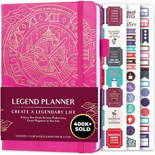 Legend Planer - Deluxe Wochen- & Monats-Lebensplaner, um Ihre Ziele zu erreichen & glücklicher zu leben. Organizer-Notizbuch & Produktivitäts-Journal. A5 Hardcover, undatiert - Rosa (Englisch)