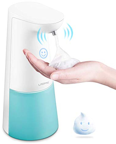 LAOPAO Seifenspender Automatisch Schaum mit Sensor, Elektrisch Seifenspender für Kinder Mit Smiley-Licht Batterie Seifenspender Automatischer Schaumseifenspender Für Küche Und Badezimmer