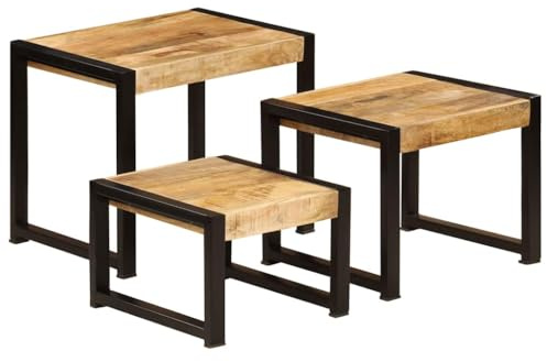 vidaXL Satztische 3 STK. Massivholz Mango