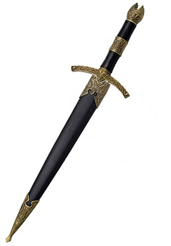 Daga Rey Brujo | Daga templaria (Arma Blanca de decoración) con Hoja de Acero [35 cm]. Ausencia de Filo, atrezo.