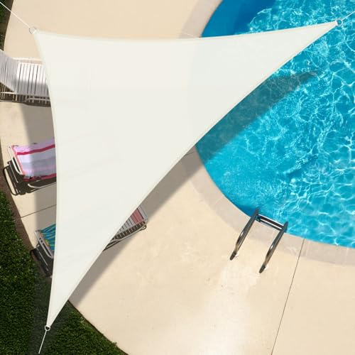UMI Vela Ombreggiante Impermeabile 5x5x7m Triangolare Tenda a Vela Protezione Raggi UV 98% Tenda Parasole per Esterno Giardino Terrazzo - Crema