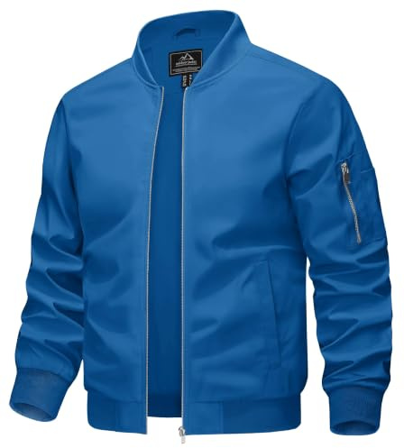 KEFITEVD Herren Leichte Dünne Bomberjacke Blouson Jacke Übergangsjacke | Lässige Bomber Blouson, Windjacke mit Reißverschluss, Wasserabweisende Pilotenjacke, Geeignet für Frühling Sommer und Herbst