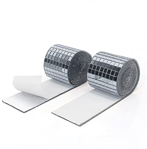 Art3dwallpanels Piastrelle di vetro autoadesive per mosaico, specchi quadrati in vetro, per decorazioni fai da te (argento|2 rotoli)