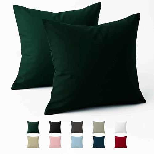 Dreamzie - Kuddfodral 50x50 Renforcé Bomull (Set om 2) - Kijani - Tätt vävd med 57 trådar/cm² - Kudde 50 x 50 cm - Oeko Tex-certifierad