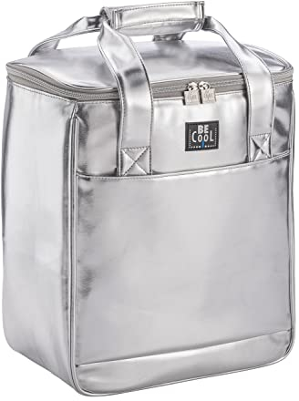 Isolierte wasserdichte Flaschen-Kühltasche Fun Bottle-Bag Silber auch als Kühlbox einsetzbar, 18 x 13 x 36 cmH, 18,5 Liter Volumen