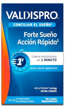 VALDISPRO Conciliar el sueño, Forte sueño acción rápida 1,9 mg, Suplementos Extra Fuertes Para Conciliar El Sueño Rápidamente, En 1min, No Necesita Agua, 40 Comprimidos Bucodispersables