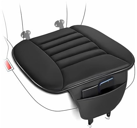 JNNJ 2 Stück Sitzkissen Auto, Weich rutschfest Autositzkissen, Autositzkissen Vordersitze Memory Schaum Pad, Für Autositz, Bürostuhl Rollstuhl Und Alle Stühle(Schwarz)