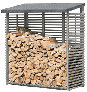 Mega Holz Kaminholzregal für außen mit Rückwand aus imprägniertem Holz 1,8m³ Brennholzlager 188 x 69 x 183 cm Holzunterstand für Kaminholz Perfekte Holzstapelhilfe/Feuerholzregal für den Garten