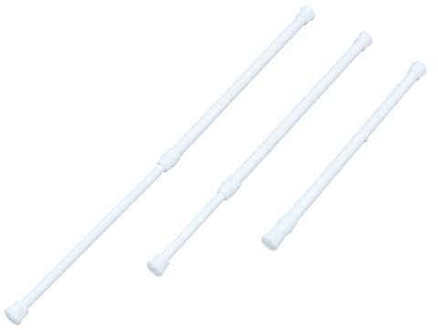 DECHOUS 3 Stück Spannstangen Aus Aluminiumlegierung Verstellbar 30-50cm Federgardinenstangen Weiß Federbelastet Für Gardinen Kleiderstangen Und Duschvorhänge