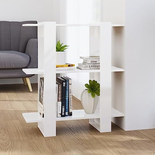 AJSEOYBS Frei stehender Bücherturm,küchen regalBücherregal/Raumteiler Hochglanz-Weiß 80x30x87 cmGeeignet für Schlafzimmer, Arbeitszimmer, Wohnzimmer, Büro, Empfangsraum