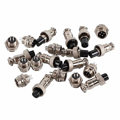 Connettore a 4 Pin, Connettore Per Cavo Aeronautico in Metallo da 12 Mm Connettore Per Presa Maschio Femmina da 10 Pezzi con Durevole Ampiamente Utilizzato Per L'alimentazione Automobilistica Marina