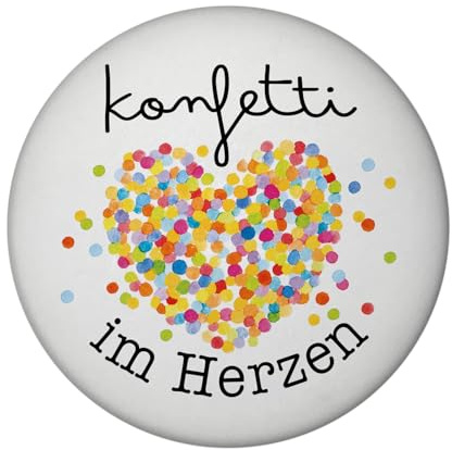 Konfetti im Herzen Karneval Geschenk Magnet rund mit Flaschenöffner rund Faschingsherz Bunter Kostüm Magnet rund mit Flaschenöffner Fasching Fasnet Deko